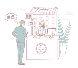 A customer actively engages in a meaningful conversation with a pharmacy professional in a modern setting