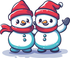 two snowmen with a snowman