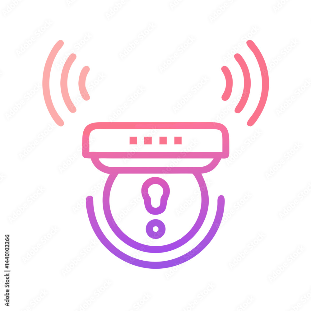 Aufkleber smart home security system icon with wireless signal and alert