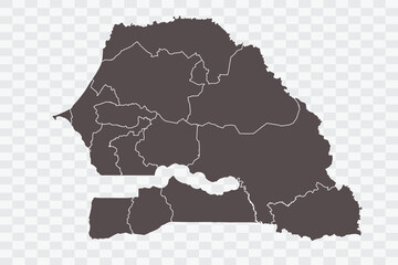Senegal Map Minimalist  High-Quality PNG  Ash Color on Transparent Background Perfect for presentations infographics educational materials and graphic design projects