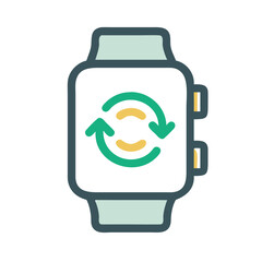 Smartwatch Synchronization Icon - Data Update, Sync, Mobile Technology