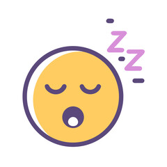 Sleeping Emoji Icon Illustration of Tired Face with Zzz Symbols