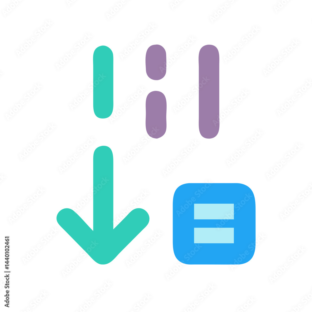 Poster sort and filter icon with downward arrow and menu symbol