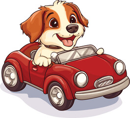 cartoon dog with car