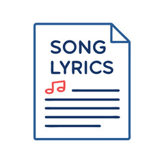 Minimalist Song Lyrics Sheet Icon, Music Notes and Songwriting Concept