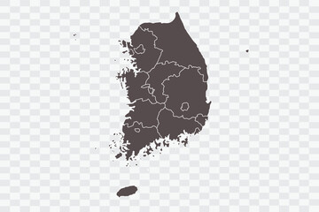 South Korea Map Minimalist  High-Quality PNG  Ash Color on Transparent Background Perfect for presentations infographics educational materials and graphic design projects