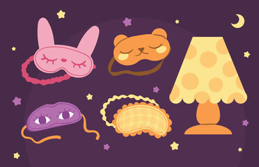 Cute Pajama Sleep Eye Mask Party Illustration