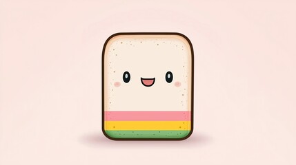Cute cartoon slice of bread with a happy face and colorful layers