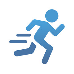 Blue Running Man Icon - Symbol of Speed, Efficiency, and Movement