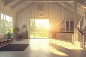 modern barn house interior soft