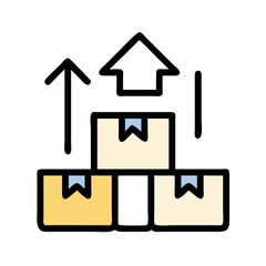 Stacked Cardboard Boxes on Black Background for Shipping and Storage