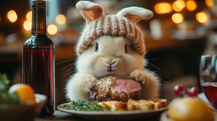 still life with wine and bread