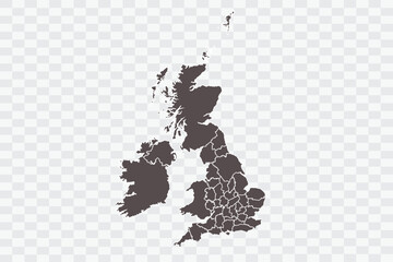 Uk Counties Map Minimalist  High-Quality PNG  Ash Color on Transparent Background Perfect for presentations infographics educational materials and graphic design projects