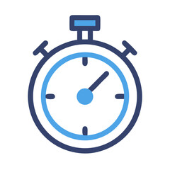 Blue and Navy Stopwatch Icon: Time Management, Deadline, and Productivity
