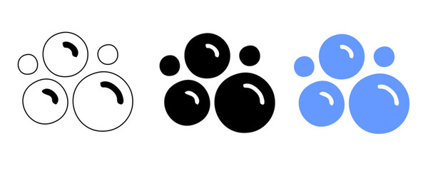 Bubble icons set. Soap foam symbols. Oxygen bubble, fizzy drink icon. Bubbles outline vector icons