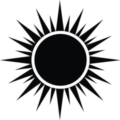 Stylized Sun Vector, Black and White Rays