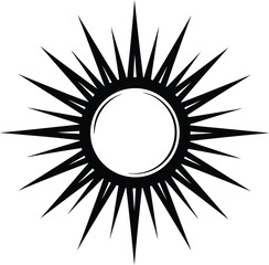 Stylized Sun Vector, Black and White Rays