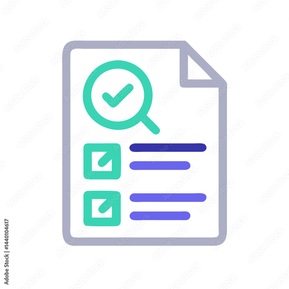 Poster checklist with checkmark magnifier for accurate audit and task management