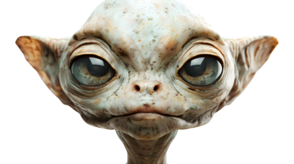 Alien plushie with antennas and stitched eyes made of soft plush fabric, ultra-realistic texture, sharp focus, white background, isolated object, high detail, studio lighting, no shadows