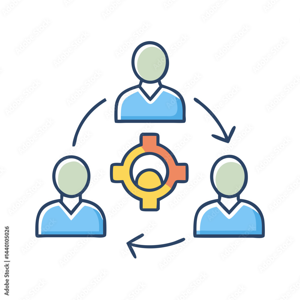 Poster teamwork and collaboration: business process management and workflow optimization icon