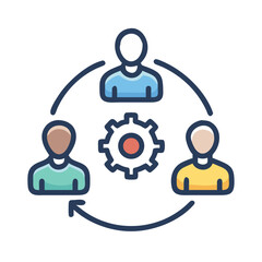 Teamwork Process: People, Collaboration, Gear, Circle. Project Management and Teamwork.