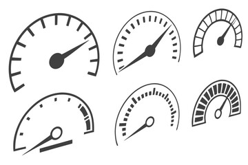 Speedometer gauges set vector illustration in black and white simple style