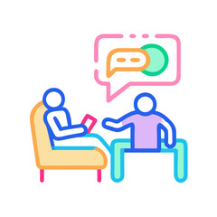 Colorful Illustration of Counseling Session: Therapist and Patient in Conversation