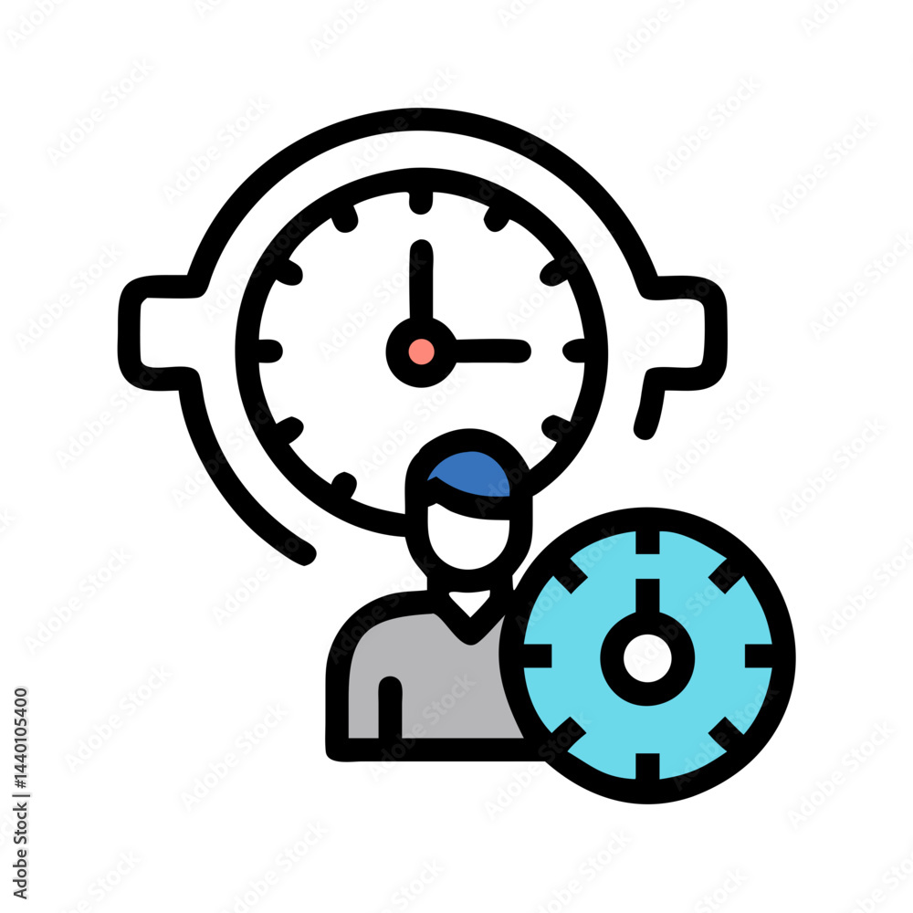 Poster system settings and user configuration concept illustration on black background