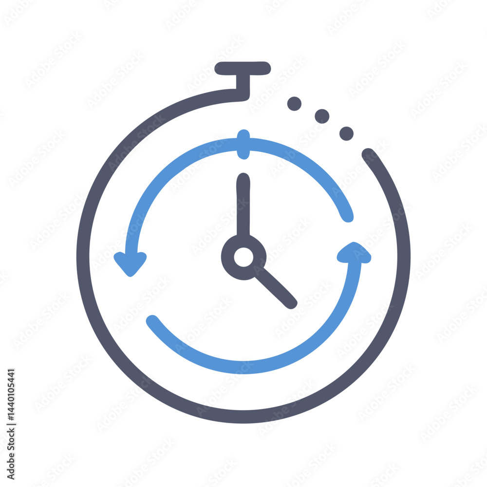 Poster time cycle icon - productivity, workflow management, repetition, and time management