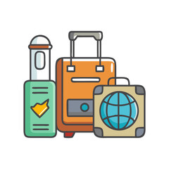 Travel luggage and passport vector illustration for vacations and adventures