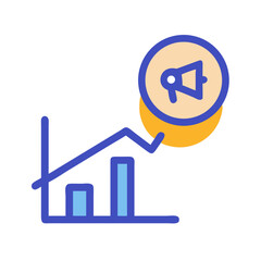 Marketing Growth Chart with Megaphone Icon Illustrating Promotional Success