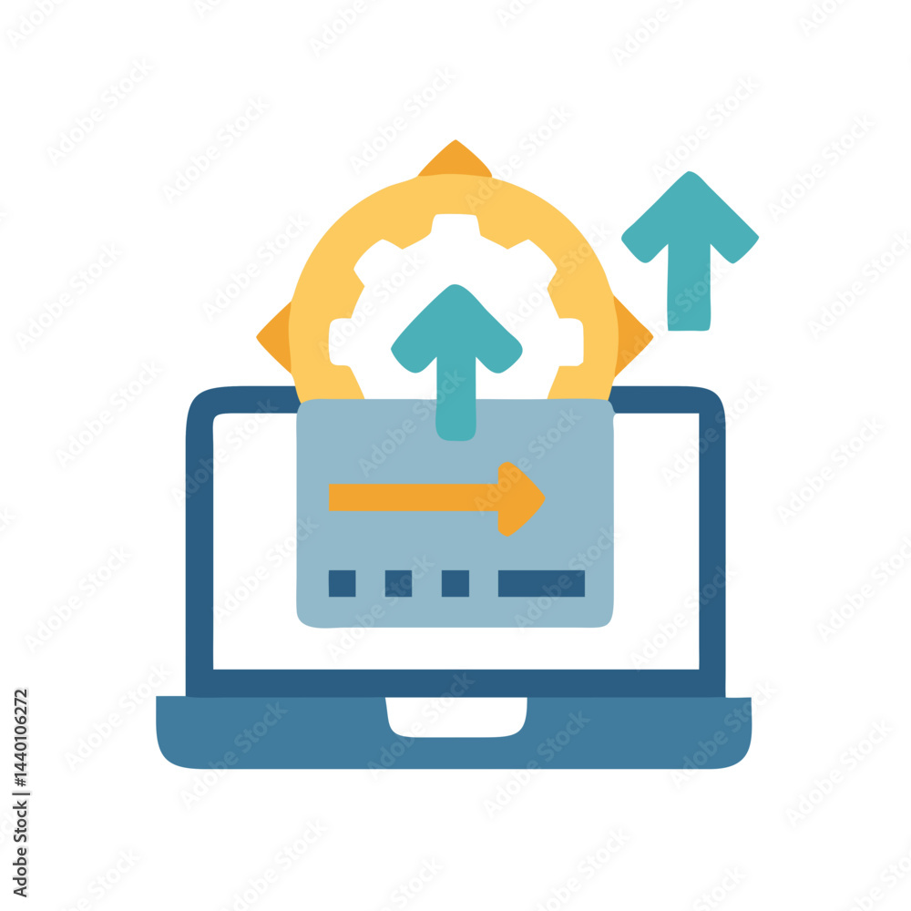 Poster computer data transfer optimization icon, data flow and enhancement concept