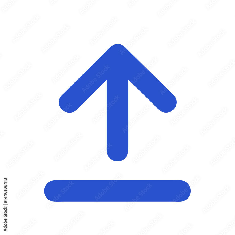 Poster blue upload arrow icon on black background for web and app design