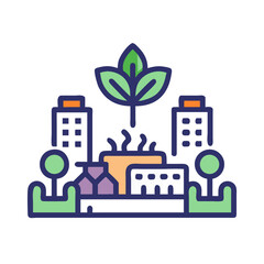 Fototapeta premium Sustainable City Development: Green Energy, Urban Planning, and Eco-Friendly Infrastructure Illustration