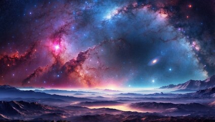 Naklejka premium Vibrant Galaxy Background Captures Space Wonder