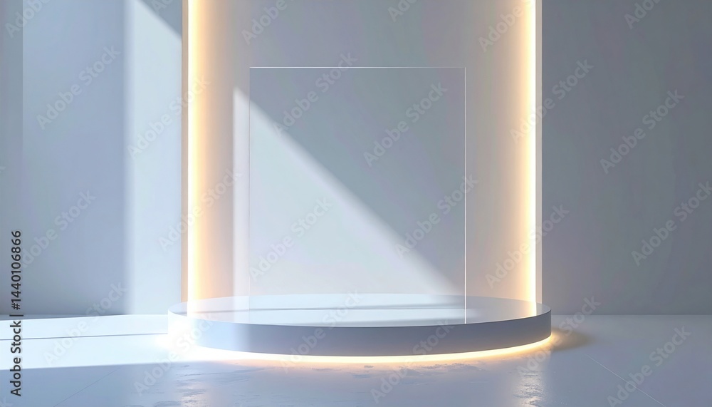 Poster showcasing minimalist design modern studio 3d render bright environment clean viewpoint artistic con