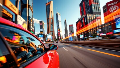 Urban rush hour in a city car