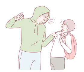 An illustration of bullying between two students, highlighting tension and raising awareness for resolution and safety