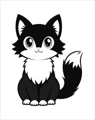 black and white cat vector silhouette