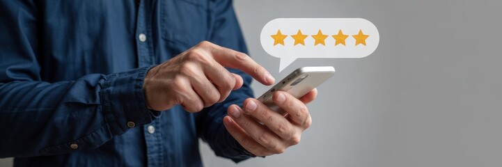 Close-up of person giving positive feedback on a mobile phone.