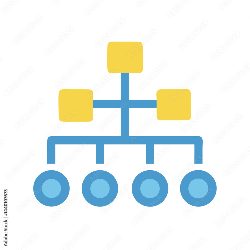 Poster hierarchy chart icon: organizational structure and data flow visualization