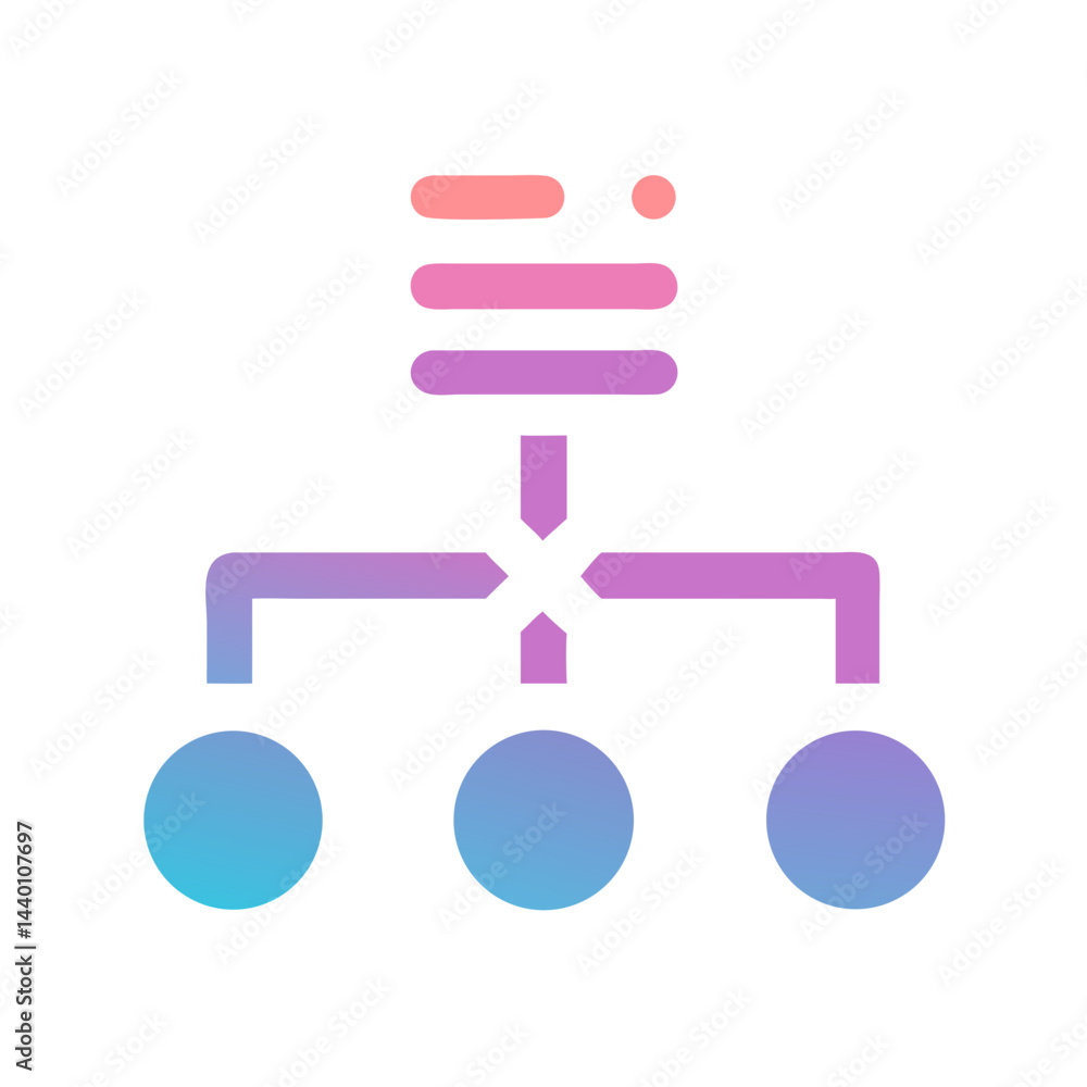 Poster hierarchical structure icon with gradient, database architecture visualization, organization chart