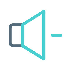 Volume Down Icon: Blue Audio Symbol on Black Background