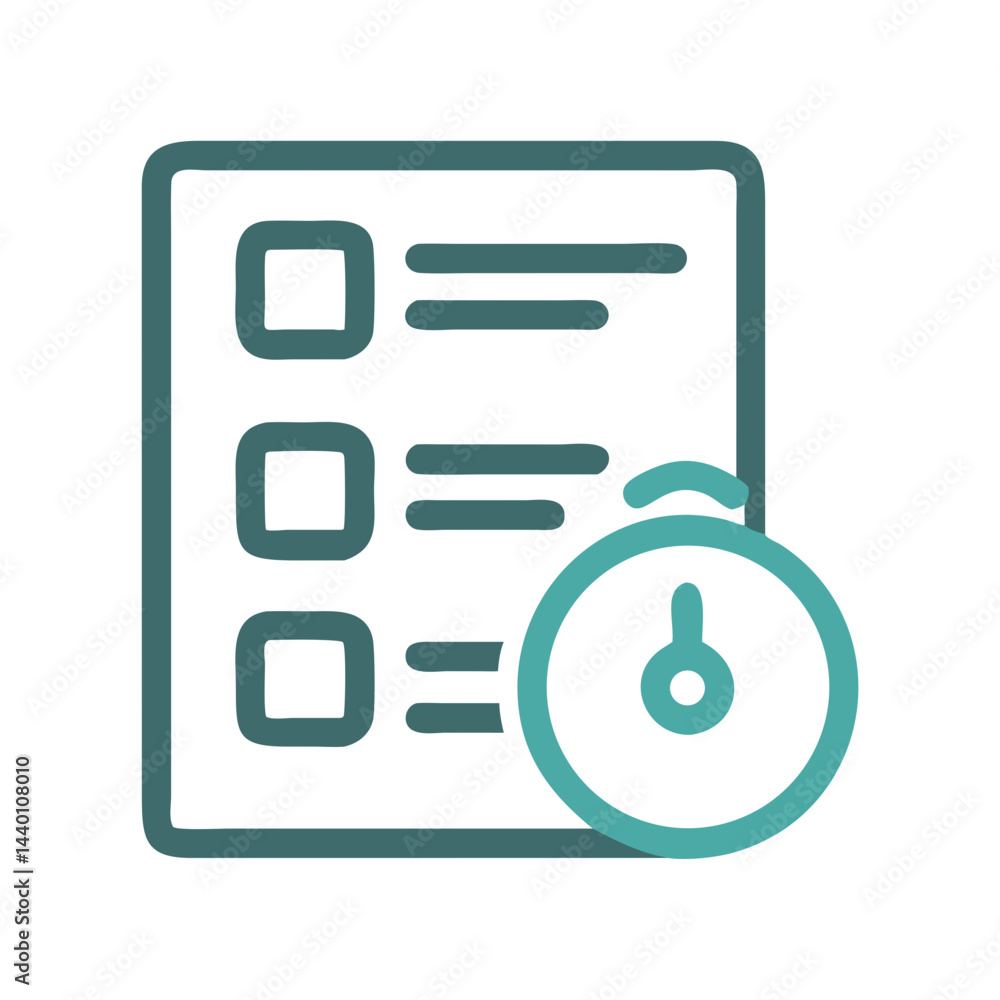 Poster time management and productivity: task list with countdown timer concept icon