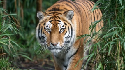 Fototapeta premium Siberian Tiger Strolling Through Jungle