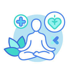Meditation for Health, Wellbeing, and Mindfulness: Vector Illustration for Healthcare