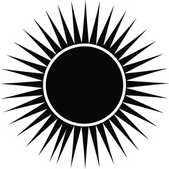 Stylized Sun Vector, Black and White Rays