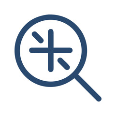 Obraz premium Zoom Out Magnifying Glass Icon in Blue on Black Background