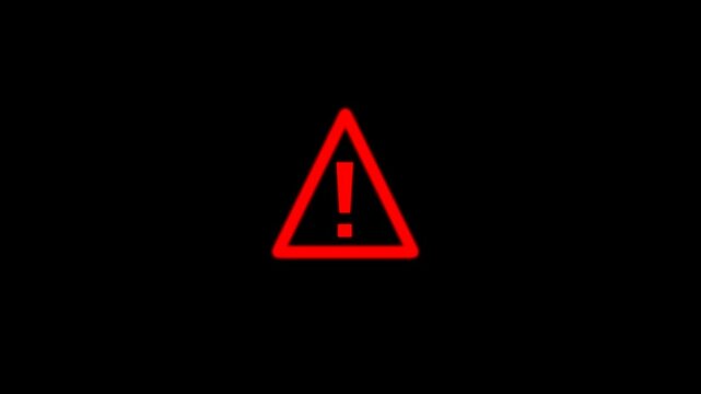 warning sign animation . danger warning sign with exclamation mark dark screen. dynamic animation icons of danger, triangle warning, attention, alert, safety, stop, prohibit