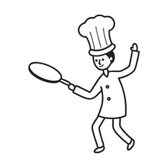 Chef flipping frying pan high with skill